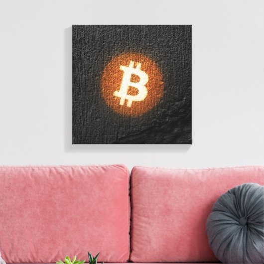 Bitcoin Resilient Art (op Black Wall HD) Canvas Afdruk (Insitu (Woonkamer))