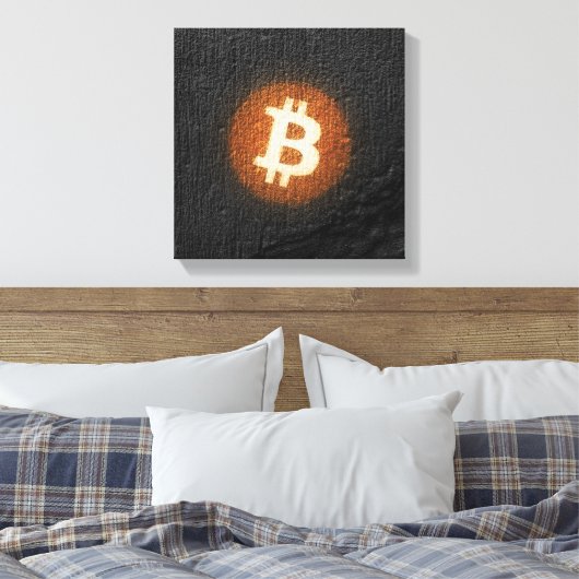 Bitcoin Resilient Art (op Black Wall HD) Canvas Afdruk (Insitu (Slaapkamer))