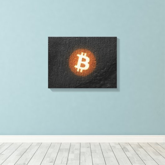 Bitcoin Resilient Art (op Black Wall HD) Canvas Afdruk (Insitu (Houten vloer))