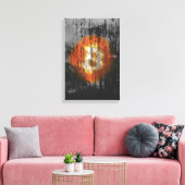 Bitcoin Resilient Art (op Black Wall HD) Canvas Afdruk (Insitu (Woonkamer))