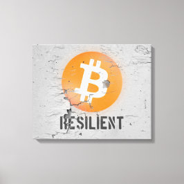 Bitcoin Resilient Art (op Cracked Wall HD) Canvas Afdruk