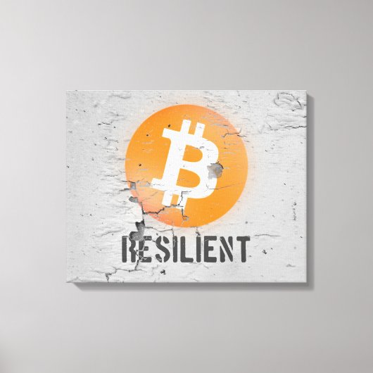 Bitcoin Resilient Art (op Cracked Wall HD) Canvas Afdruk (Voorkant)