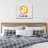 Bitcoin Resilient Art (op Cracked Wall HD) Canvas Afdruk (Insitu (Slaapkamer))