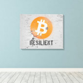 Bitcoin Resilient Art (op Cracked Wall HD) Canvas Afdruk (Insitu (Houten vloer))