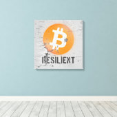 Bitcoin Resilient Art (op Cracked Wall HD) Canvas Afdruk (Insitu (Houten vloer))