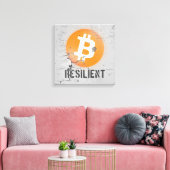 Bitcoin Resilient Art (op Cracked Wall HD) Canvas Afdruk (Insitu (Woonkamer))