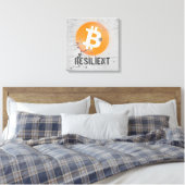 Bitcoin Resilient Art (op Cracked Wall HD) Canvas Afdruk (Insitu (Slaapkamer))