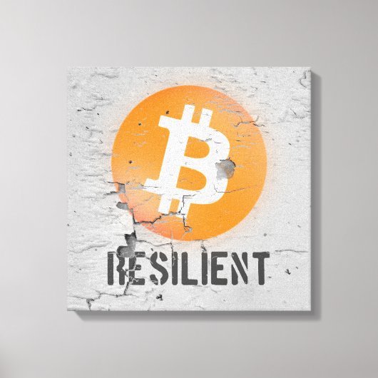 Bitcoin Resilient Art (op Cracked Wall HD) Canvas Afdruk (Voorkant)