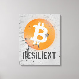 Bitcoin Resilient Art (op Cracked Wall HD) Canvas Afdruk