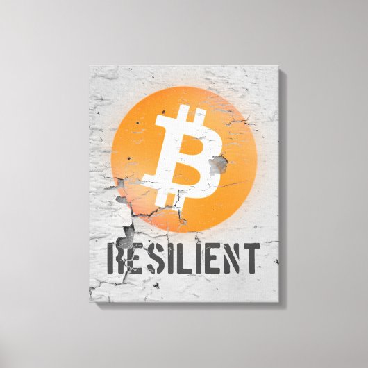 Bitcoin Resilient Art (op Cracked Wall HD) Canvas Afdruk (Voorkant)