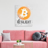 Bitcoin Resilient Art (op Cracked Wall HD) Canvas Afdruk (Insitu (Woonkamer))