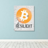 Bitcoin Resilient Art (op Cracked Wall HD) Canvas Afdruk (Insitu (Houten vloer))