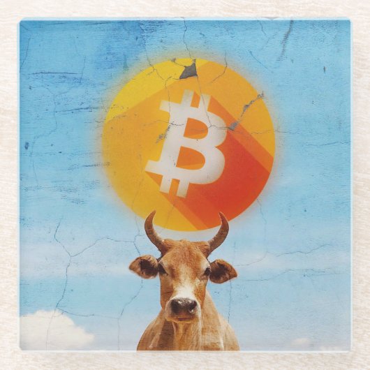 Bitcoin Resilient Bull Glazen Onderzetter (Voorkant)