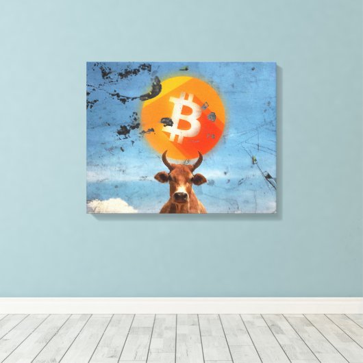 Bitcoin Resilient Bull (HD) Canvas Afdruk (Insitu (Houten vloer))