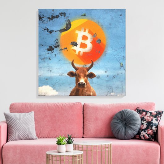 Bitcoin Resilient Bull (HD) Canvas Afdruk (Insitu (Woonkamer))