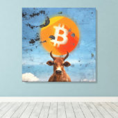 Bitcoin Resilient Bull (HD) Canvas Afdruk (Insitu (Houten vloer))