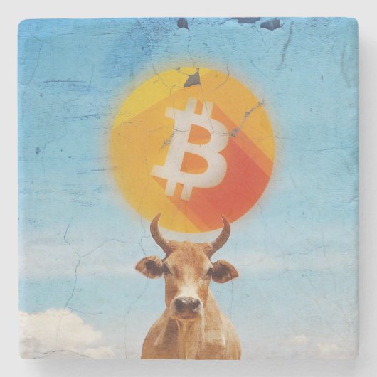 Bitcoin Resilient Bull Stenen Onderzetter (Voorkant)