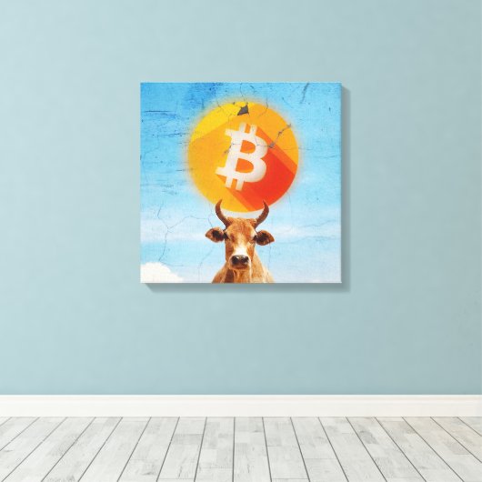 Bitcoin Resilient Bull (Vibrant HD) Canvas Afdruk (Insitu (Houten vloer))