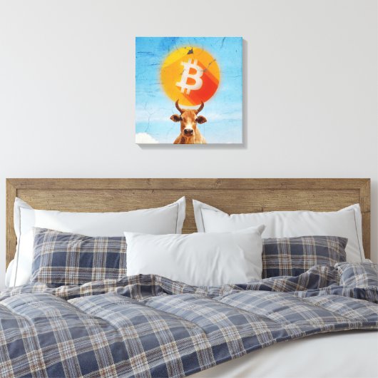 Bitcoin Resilient Bull (Vibrant HD) Canvas Afdruk (Insitu (Slaapkamer))