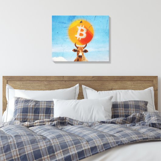 Bitcoin Resilient Bull (Vibrant HD) Canvas Afdruk (Insitu (Slaapkamer))