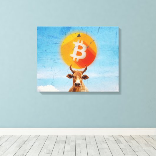 Bitcoin Resilient Bull (Vibrant HD) Canvas Afdruk (Insitu (Houten vloer))