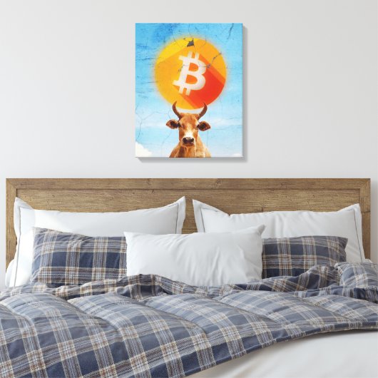 Bitcoin Resilient Bull (Vibrant HD) Canvas Afdruk (Insitu (Slaapkamer))