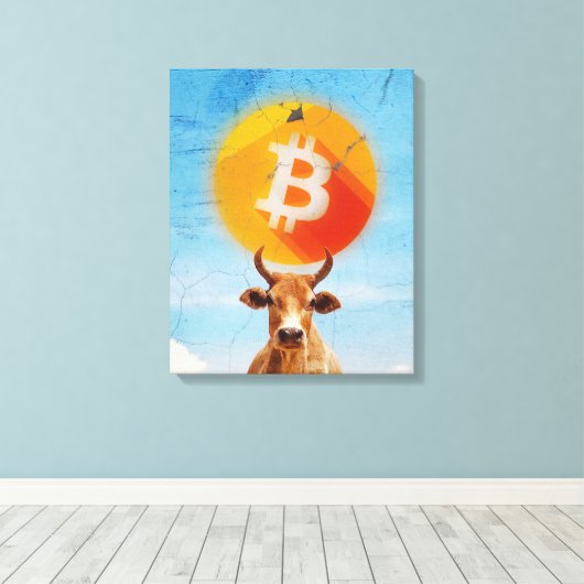 Bitcoin Resilient Bull (Vibrant HD) Canvas Afdruk (Insitu (Houten vloer))