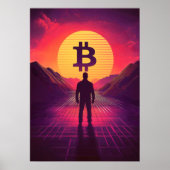 Bitcoin Retro Sunset Crypto Poster (Voorkant)
