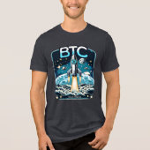 Bitcoin Rocket Crypto BTC Meme Tri-Blend Shirt (Voorkant)