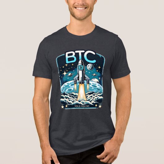 Bitcoin Rocket Crypto BTC Meme Tri-Blend Shirt (Voorkant)