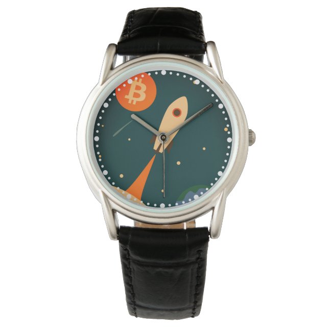 Bitcoin Rocket Horloge (Voorkant)