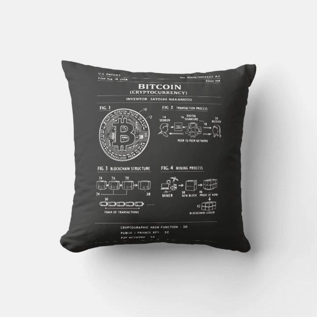 Bitcoin Schema: Crypto Stroomdiagram Kussen (Voorkant)