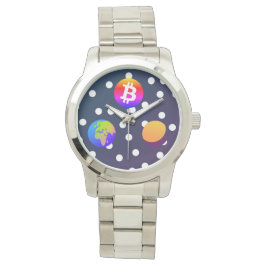 Bitcoin Solar Space Designer (kleurrijk) horloge