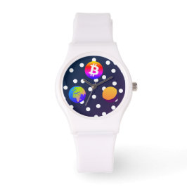 Bitcoin Solar Space Designer (kleurrijk) horloge