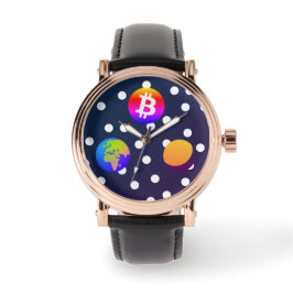 Bitcoin Solar Space Designer (kleurrijk) horloge