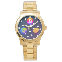 Bitcoin Solar Space Designer (kleurrijk) horloge