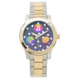 Bitcoin Solar Space Designer (kleurrijk) horloge