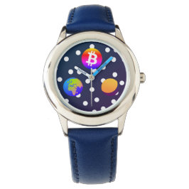 Bitcoin Solar Space Designer (kleurrijk) horloge