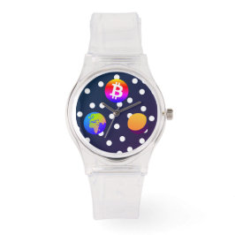 Bitcoin Solar Space Designer (kleurrijk) horloge