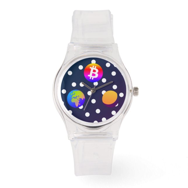 Bitcoin Solar Space Designer (kleurrijk) horloge (Voorkant)