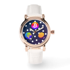 Bitcoin Solar Space Designer (kleurrijk) horloge