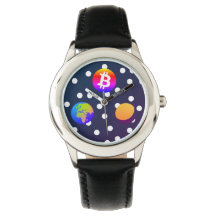 Bitcoin Solar Space Designer (kleurrijk) horloge