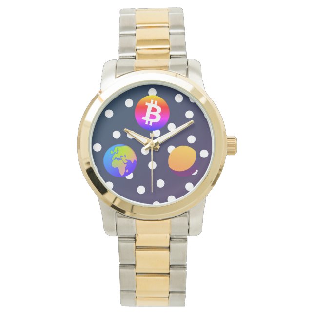 Bitcoin Solar Space Designer (kleurrijk) horloge (Voorkant)