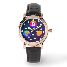 Bitcoin Solar Space Designer (kleurrijk) horloge
