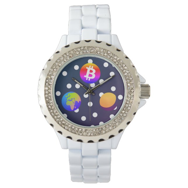 Bitcoin Solar Space Designer (kleurrijk) horloge (Voorkant)