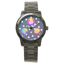 Bitcoin Solar Space Designer (kleurrijk) horloge