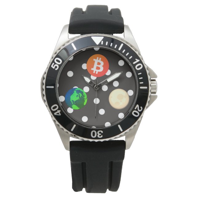 Bitcoin Solar System Designer Watch Horloge (Voorkant)