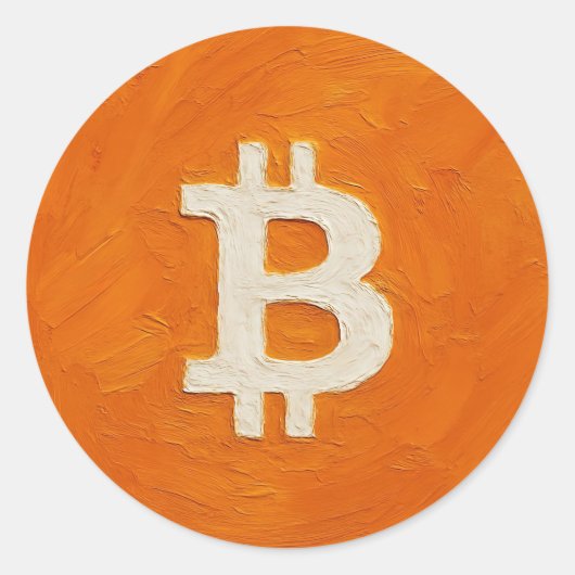 Bitcoin Standaard (Olie, Stijl: 1) Ronde Sticker (Voorkant)