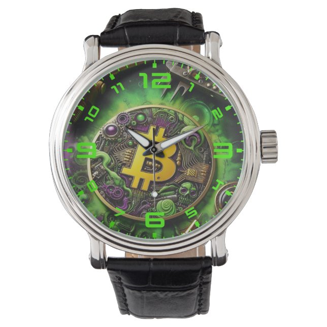 Bitcoin Steampunk Style Watch Horloge (Voorkant)