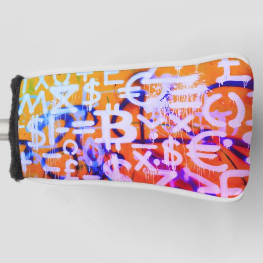 Bitcoin-straatkunst (oranje schilderij nr. 2) golfheadcover (Voorkant)